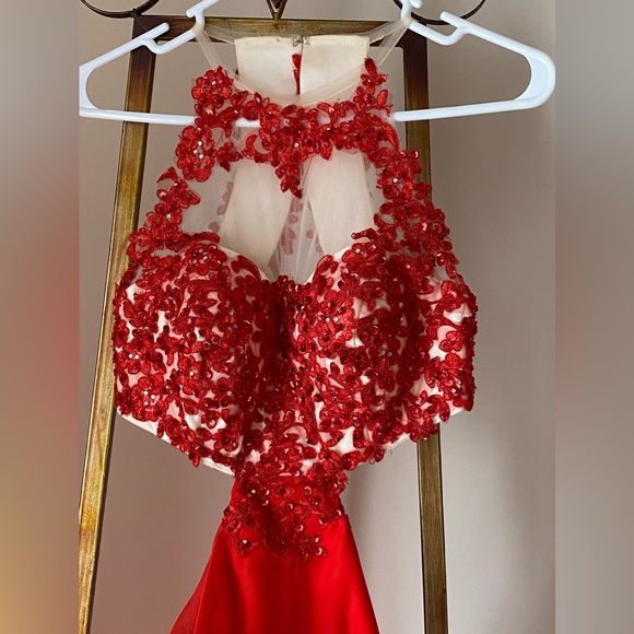 Red Cutout Prom Dress - Picture 4 of 8